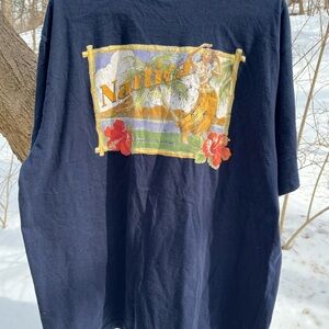 Vintage Nautica Hula Girl Aloha Hawaii Islands T-Shirt Y2K Men’s XL Navy Blue